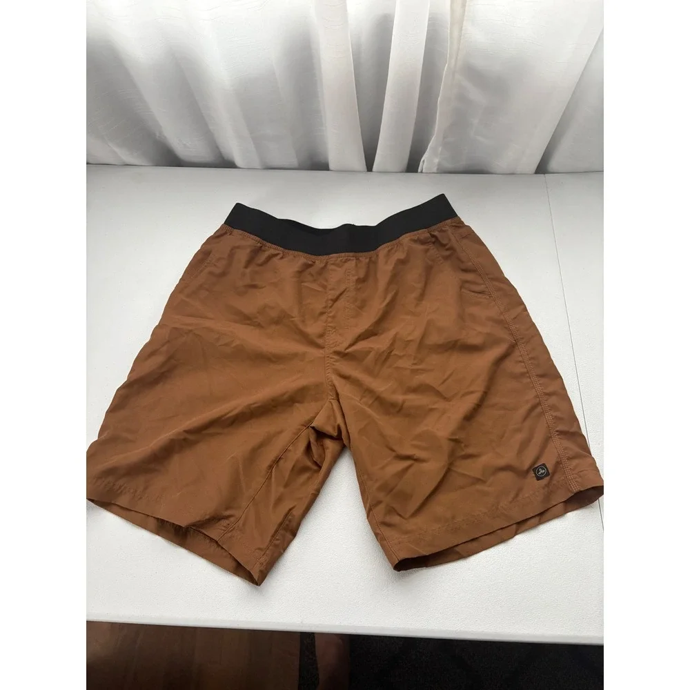 Prana Mojo Shorts Mens XL Brown Elastic Waist Athletic Hiking Yoga Outdoor